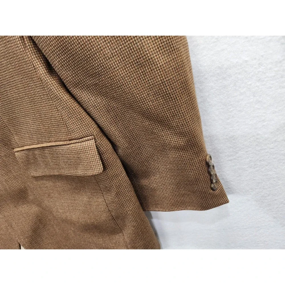 Vtg Lauren Ralph Lauren Men's 40R Brown Lambswool Houndstooth Sport Coat Jacket‎